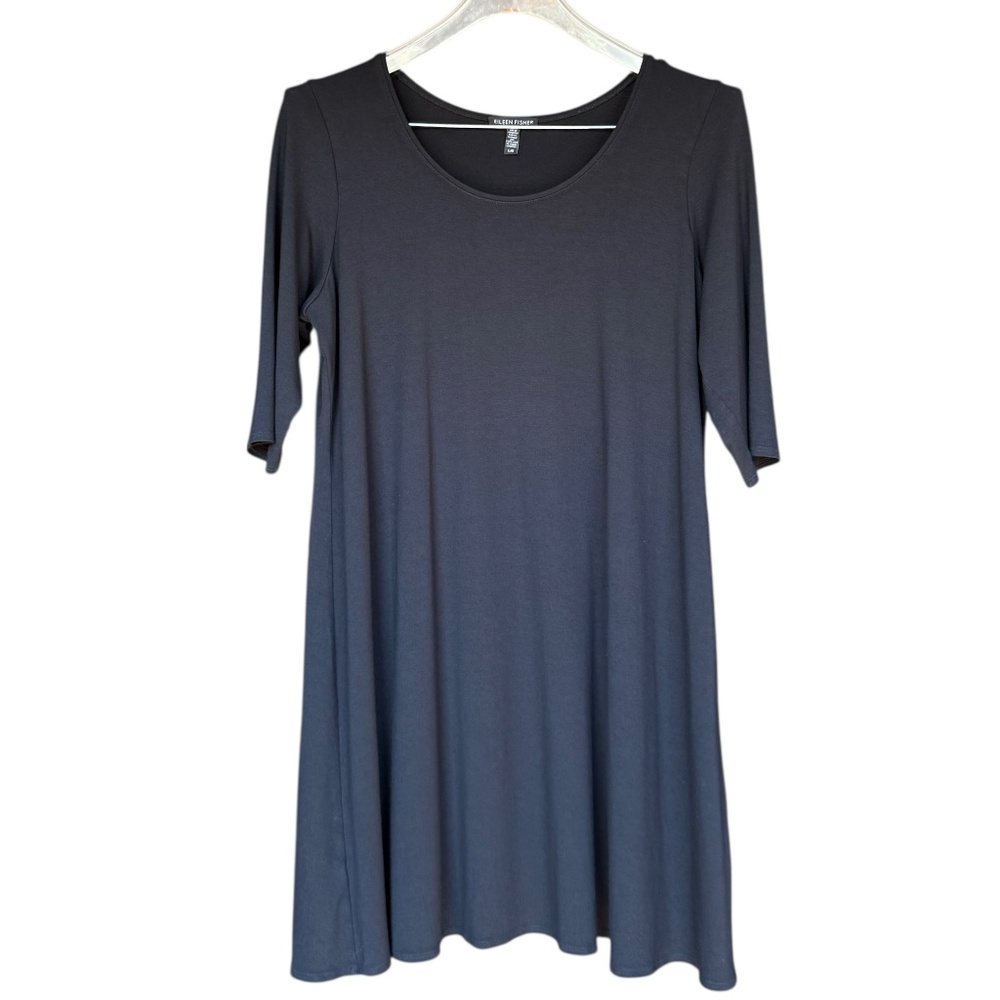 Eileen Fisher Round Neck Jersey Like Black‎ Dress Sz L